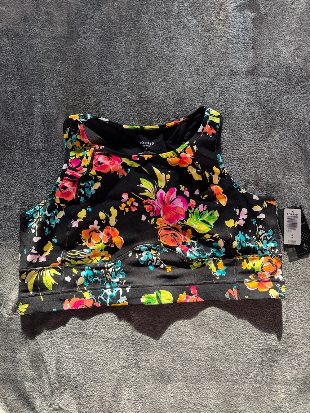 torrid Black Floral Scoop Neck Cropped Bodysuit